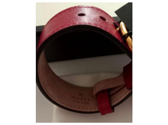 Bracciale Gucci in pelle rosso - vista 4