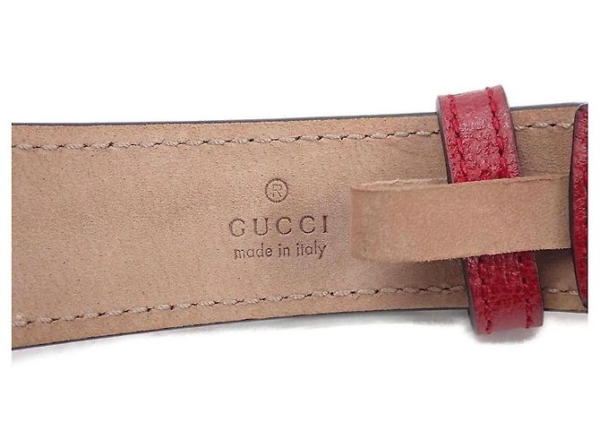Bracciale Gucci in pelle rosso - vista 5