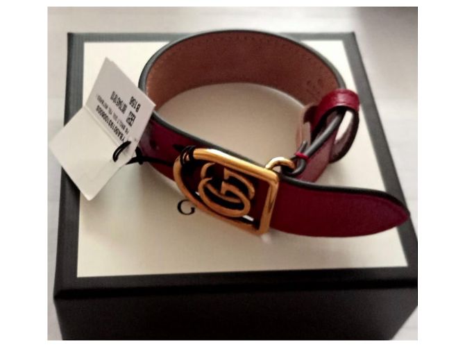 Bracciale Gucci in pelle rosso - vista 6