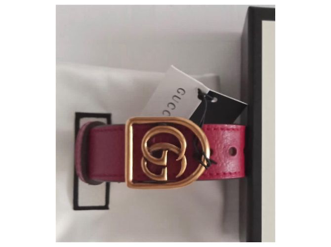 Bracciale Gucci in pelle rosso - vista 7
