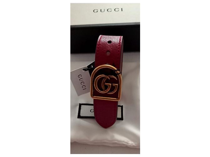 Bracciale Gucci in pelle rosso - vista 8