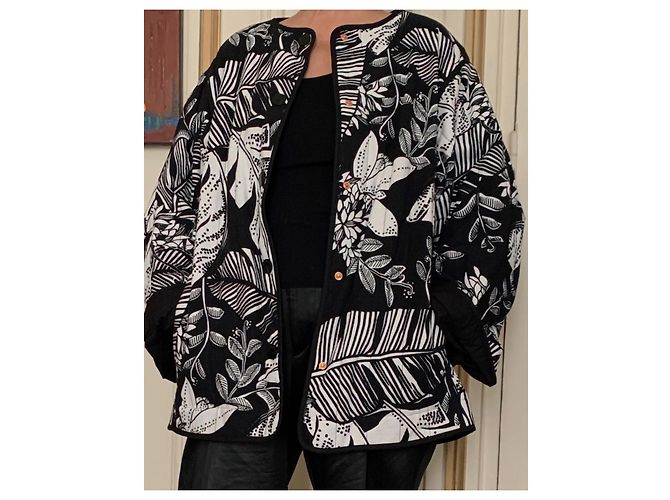 Chaqueta See by Chloé de algodón con estampado floral blanco y negro - vista 2