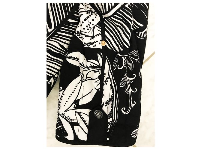 Chaqueta See by Chloé de algodón con estampado floral blanco y negro - vista 6