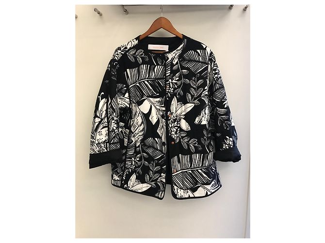 Chaqueta See by Chloé de algodón con estampado floral blanco y negro - vista 7