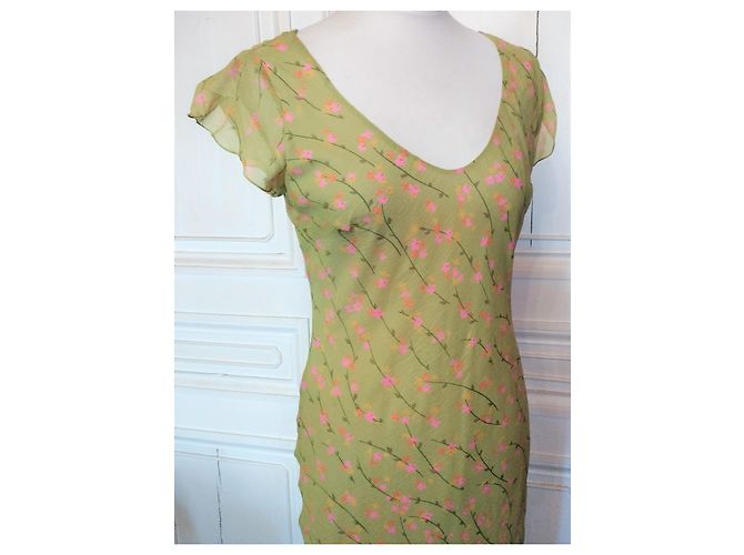 VANESSA BRUNO KLEID KLEID COCKTAIL SEIDE APFEL ABEND T 36/40 Hellgrün - Ansicht 10