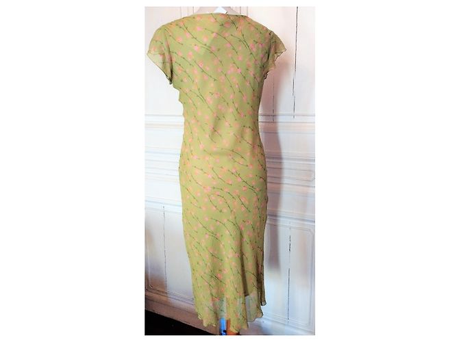 VANESSA BRUNO KLEID KLEID COCKTAIL SEIDE APFEL ABEND T 36/40 Hellgrün - Ansicht 2