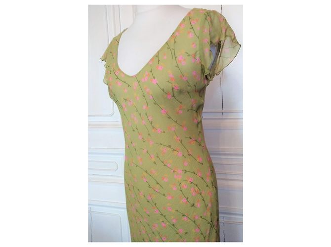 VANESSA BRUNO KLEID KLEID COCKTAIL SEIDE APFEL ABEND T 36/40 Hellgrün - Ansicht 5
