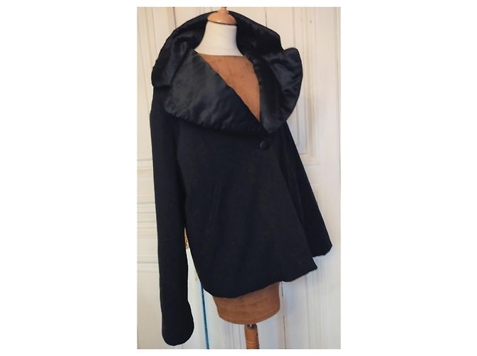 ABRIGO ARMANI COUTURE OVERSIZE DE LANA 3/4 ABRIGO MUY CÁLIDO T 38/40/42 Negro - vista 2