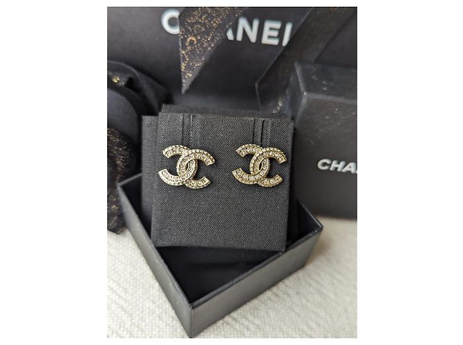 Chanel CC F18V GHW Logo classico orecchini scatola di cristallo D'oro - vista 5