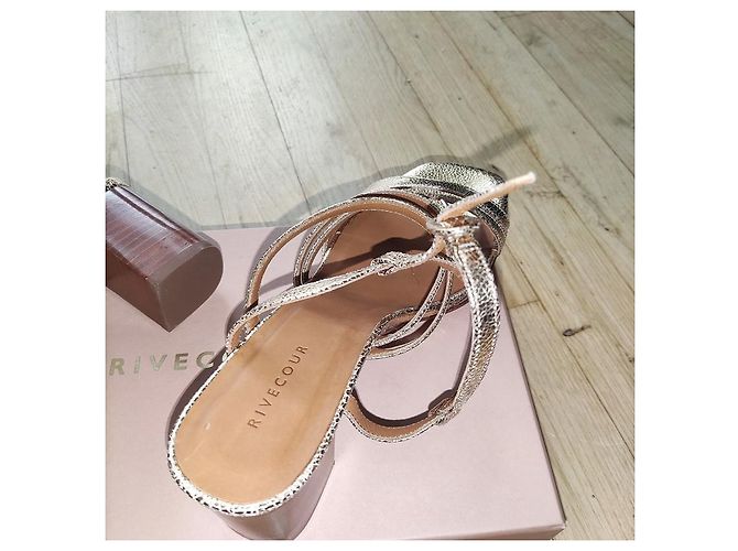Autre Marque Rivecour 653 Sandalen aus Leder goldfarben Größe 38 - Ansicht 3