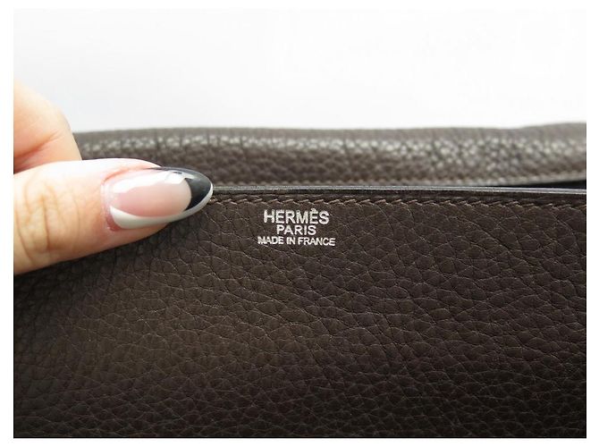 Hermès BORSA HERMES STEVE CAPORAL 2009 BORSA A TRACOLLA CLEMENCE IN PELLE Marrone - vista 6