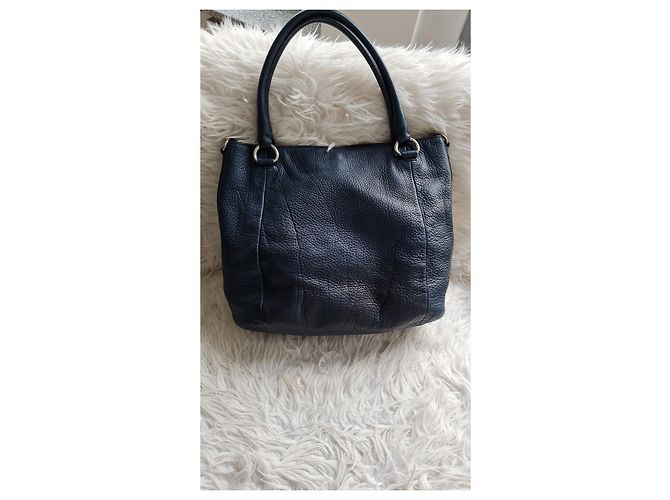Borsa tote Prada in pelle di agnello blu navy - vista 2