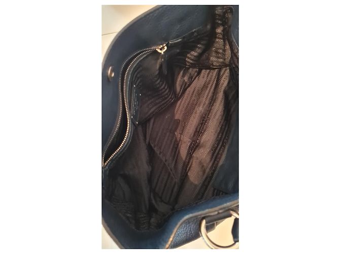 Borsa tote Prada in pelle di agnello blu navy - vista 3