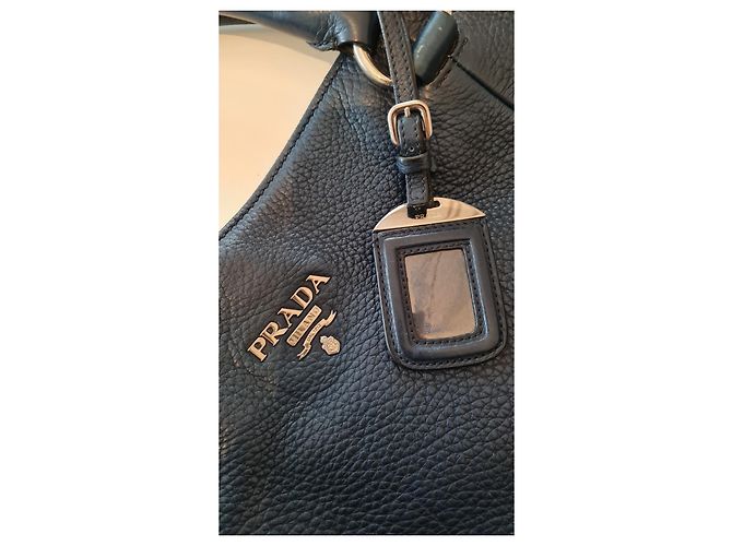 Borsa tote Prada in pelle di agnello blu navy - vista 4