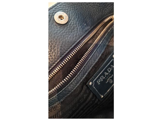Borsa tote Prada in pelle di agnello blu navy - vista 5
