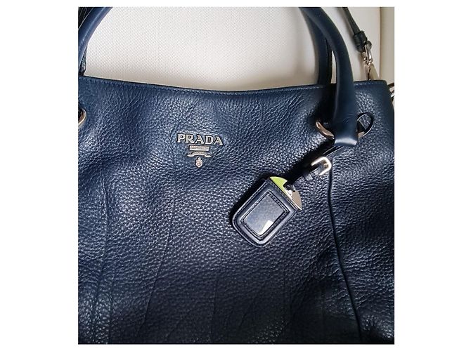 Borsa tote Prada in pelle di agnello blu navy - vista 7