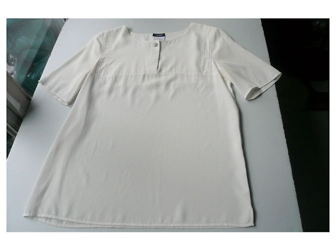 CHANEL UNIFORM Camicetta Camélia maniche lunghe ecru T38 /essere Bianco sporco - vista 4