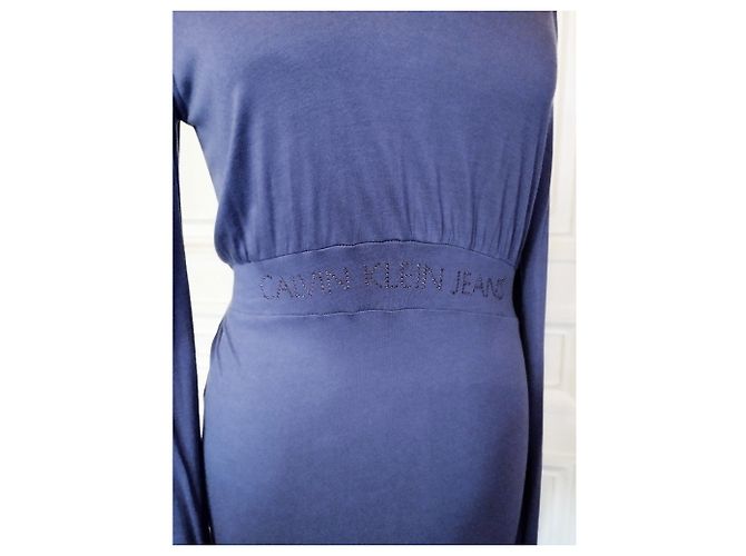 CALVIN KLEIN KLEID BAUMWOLLE SEIDE PFLAUME SIGNIERTE PAMPILLEN SPITZEN KLEID TM ODER 38/40 Lila - Ansicht 10