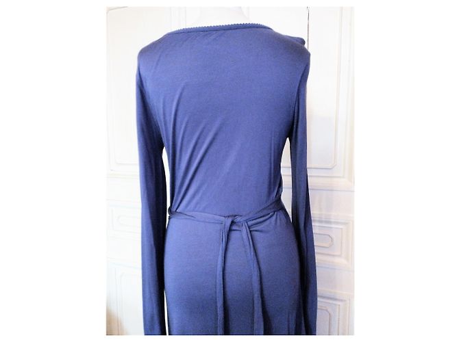 CALVIN KLEIN KLEID BAUMWOLLE SEIDE PFLAUME SIGNIERTE PAMPILLEN SPITZEN KLEID TM ODER 38/40 Lila - Ansicht 14
