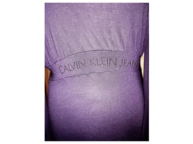 CALVIN KLEIN KLEID BAUMWOLLE SEIDE PFLAUME SIGNIERTE PAMPILLEN SPITZEN KLEID TM ODER 38/40 Lila - Ansicht 2