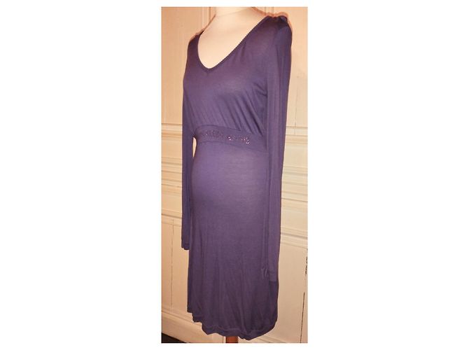 CALVIN KLEIN KLEID BAUMWOLLE SEIDE PFLAUME SIGNIERTE PAMPILLEN SPITZEN KLEID TM ODER 38/40 Lila - Ansicht 5