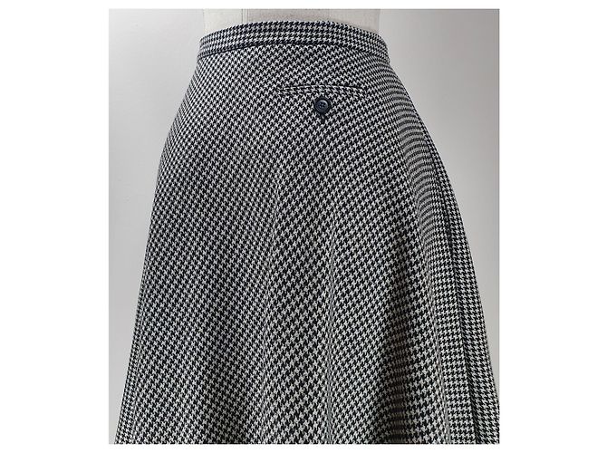 Saia Moschino Houndstooth de Lã Preta e Branca Preto Branco - vista 5