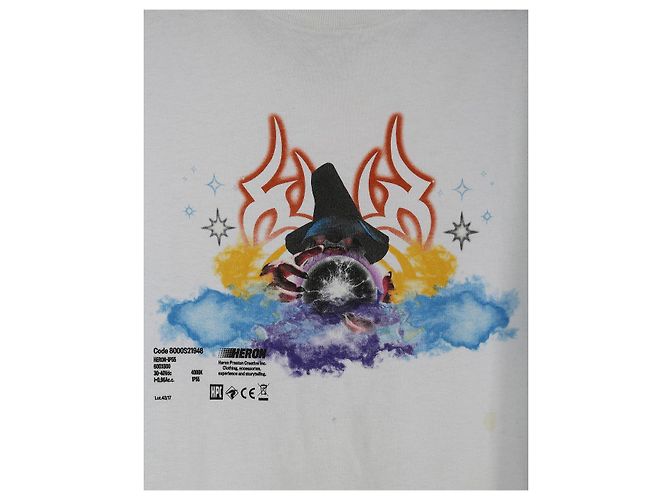 Heron Preston White Cotton "Wizard" Multicolor Print Short Sleeve T-Shirt - view 3