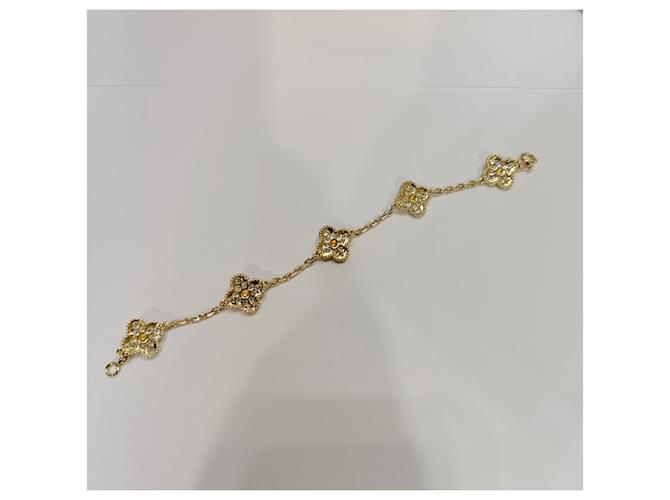 Van Cleef & Arpels Bracciale vintage Alhambra, 5 motivi con diamanti in oro giallo Gold hardware - vista 3