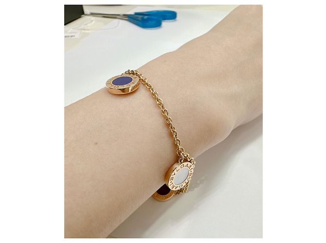 Bulgari Bvlgari 18K Bracciale in oro rosa e multi-pietra preziosa Gold hardware - vista 10