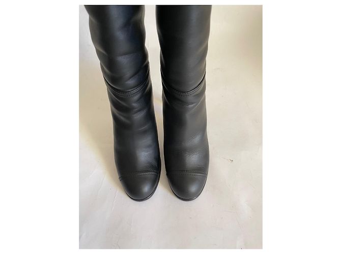 Botas Chanel de piel negra 36.5 Negro - vista 12