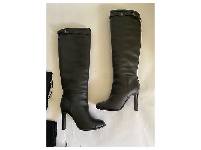 Botas Chanel de piel negra 36.5 Negro - vista 18