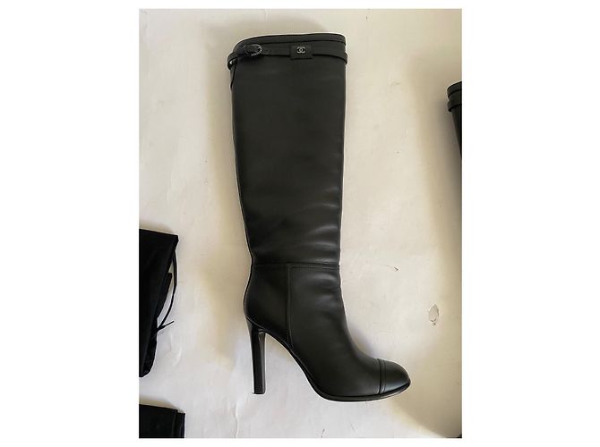 Botas Chanel de piel negra 36.5 Negro - vista 19