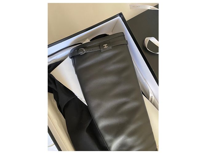 Botas Chanel de piel negra 36.5 Negro - vista 20