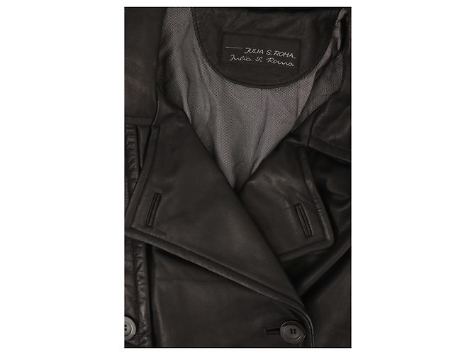 Autre Marque Cappotto in pelle nera Julia S. ROMA Nero - vista 3