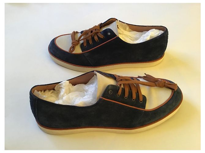 Scarpa bassa da uomo in camoscio di Bottega Veneta Blu navy - vista 7