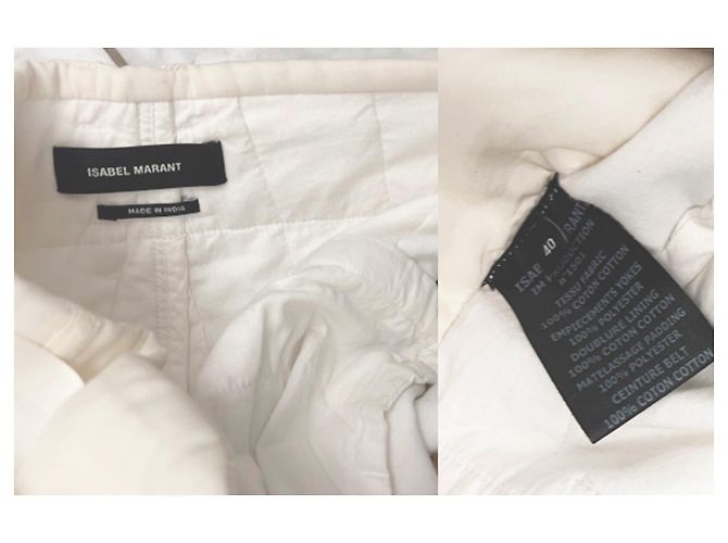 Pantalones acolchados Hamil Isabel Marant de algodón Blanco roto - vista 5