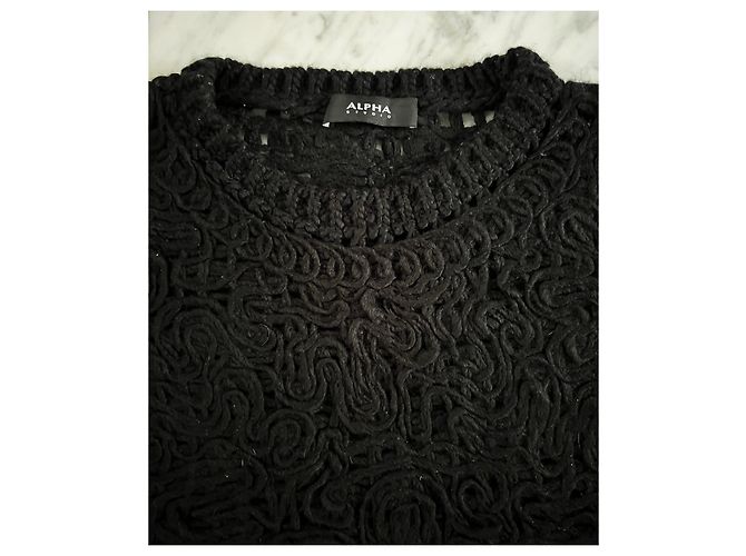 Autre Marque ALPHA-STUDIO Suéter de malha trabalhada preto - vista 2