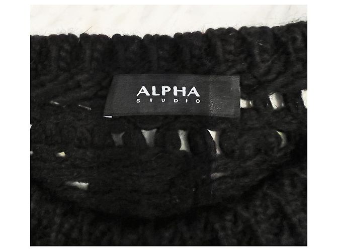 Autre Marque ALPHA-STUDIO Suéter de malha trabalhada preto - vista 5