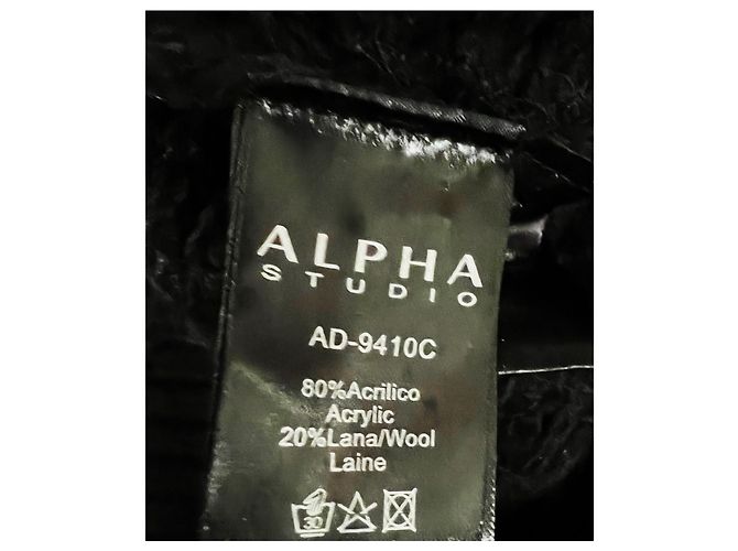 Autre Marque ALPHA-STUDIO Suéter de malha trabalhada preto - vista 6