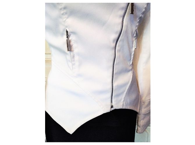 Thierry Mugler CHAQUETA EXCEPCIONAL MUGLER ARMAS GRÁFICAS SERPENTINAS ESPALDA TORRE EIFFEL T36 Blanco - vista 12