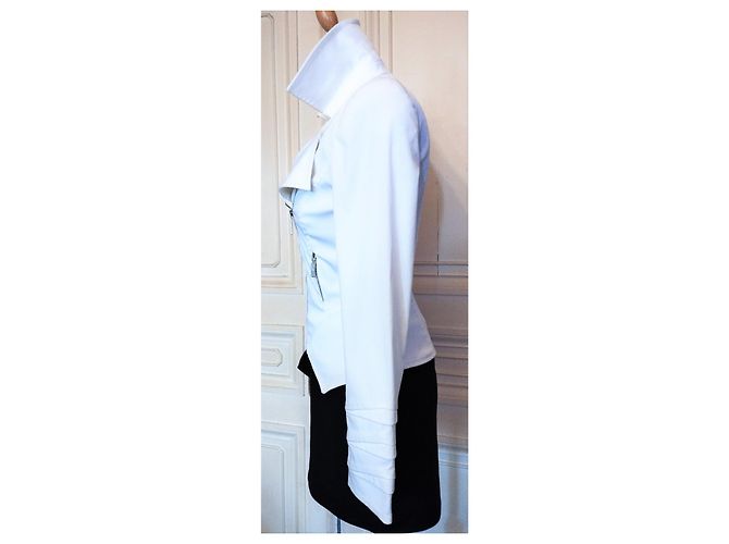 Thierry Mugler CHAQUETA EXCEPCIONAL MUGLER ARMAS GRÁFICAS SERPENTINAS ESPALDA TORRE EIFFEL T36 Blanco - vista 13
