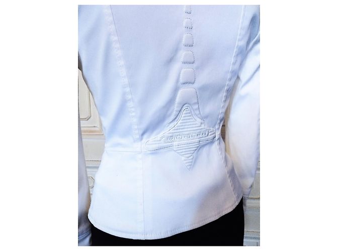 Thierry Mugler CHAQUETA EXCEPCIONAL MUGLER ARMAS GRÁFICAS SERPENTINAS ESPALDA TORRE EIFFEL T36 Blanco - vista 14