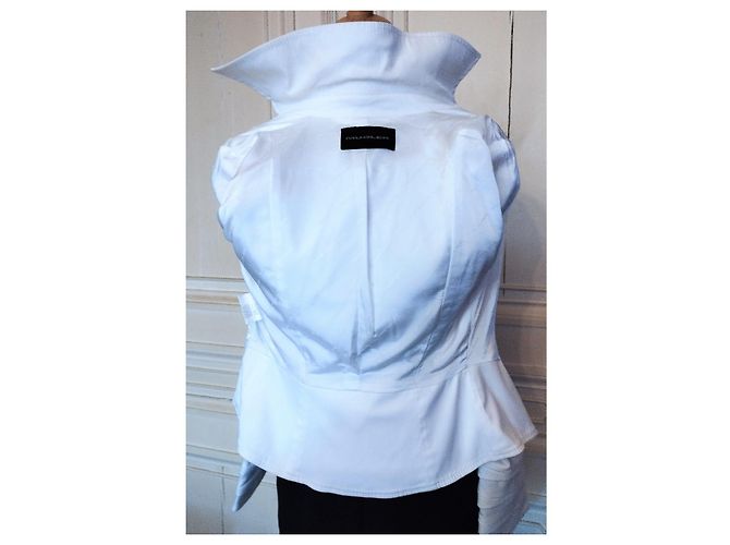 Thierry Mugler CHAQUETA EXCEPCIONAL MUGLER ARMAS GRÁFICAS SERPENTINAS ESPALDA TORRE EIFFEL T36 Blanco - vista 4