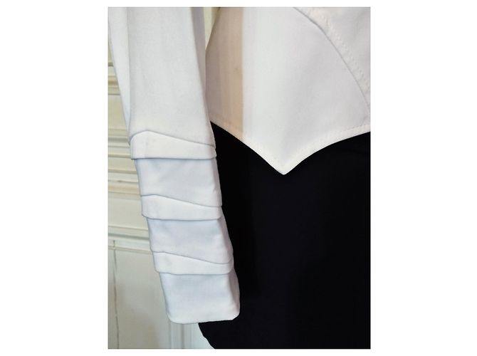Thierry Mugler CHAQUETA EXCEPCIONAL MUGLER ARMAS GRÁFICAS SERPENTINAS ESPALDA TORRE EIFFEL T36 Blanco - vista 5