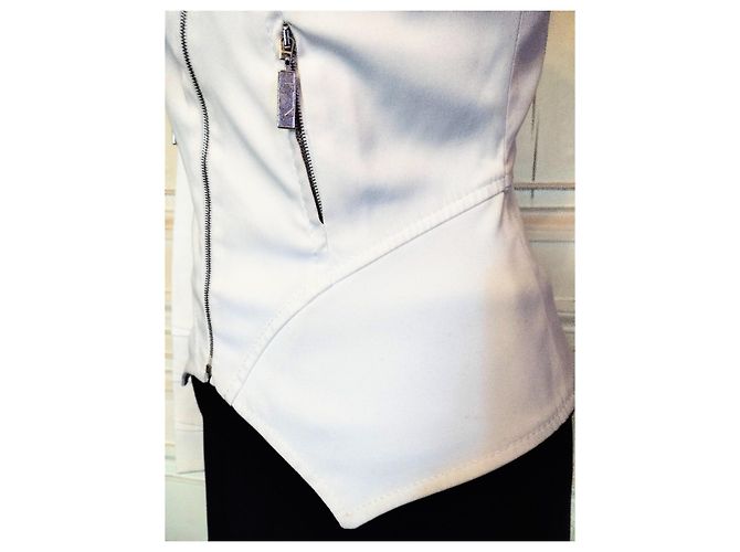Thierry Mugler CHAQUETA EXCEPCIONAL MUGLER ARMAS GRÁFICAS SERPENTINAS ESPALDA TORRE EIFFEL T36 Blanco - vista 9