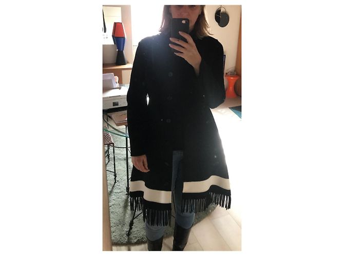Cappotto Maje in misto lana e cotone bianco e nero - vista 8