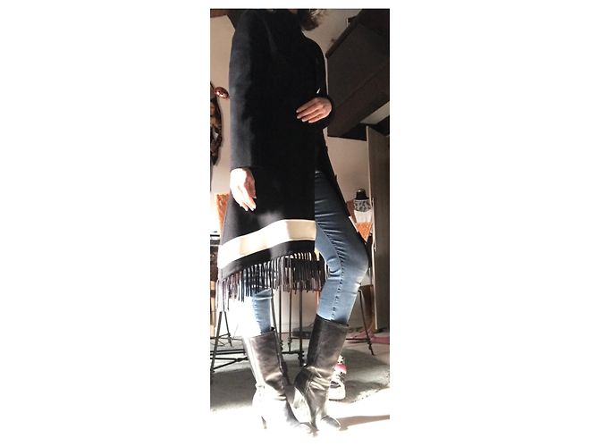 Cappotto Maje in misto lana e cotone bianco e nero - vista 9