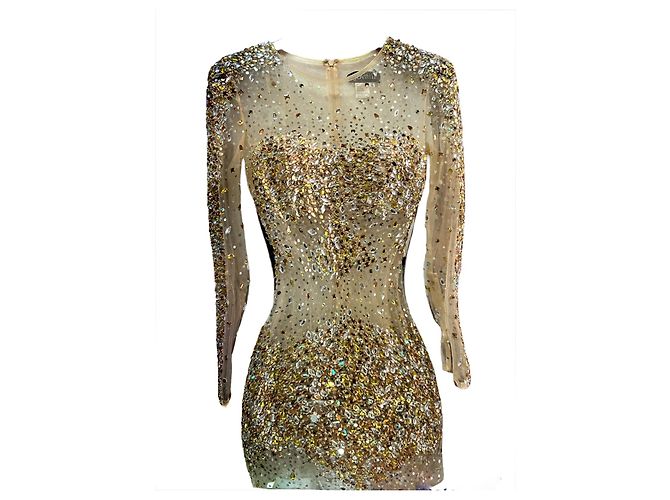 Autre Marque Mini abito con paillettes Jovani Oro D'oro - vista 2