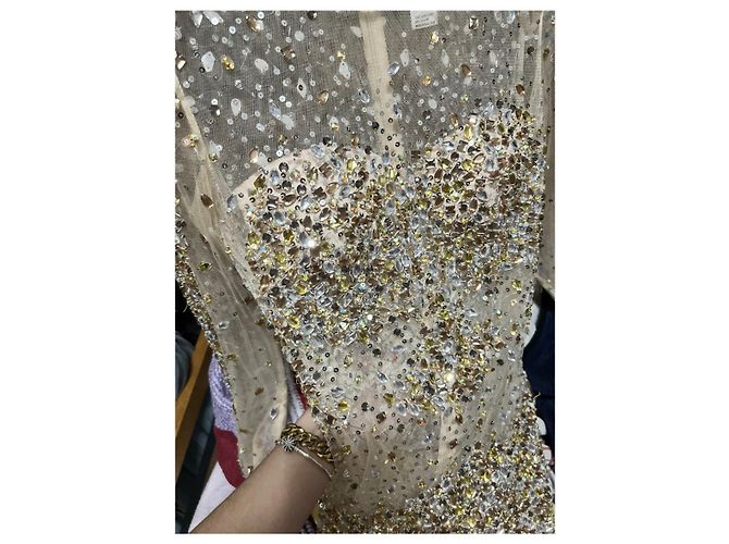 Autre Marque Mini abito con paillettes Jovani Oro D'oro - vista 4