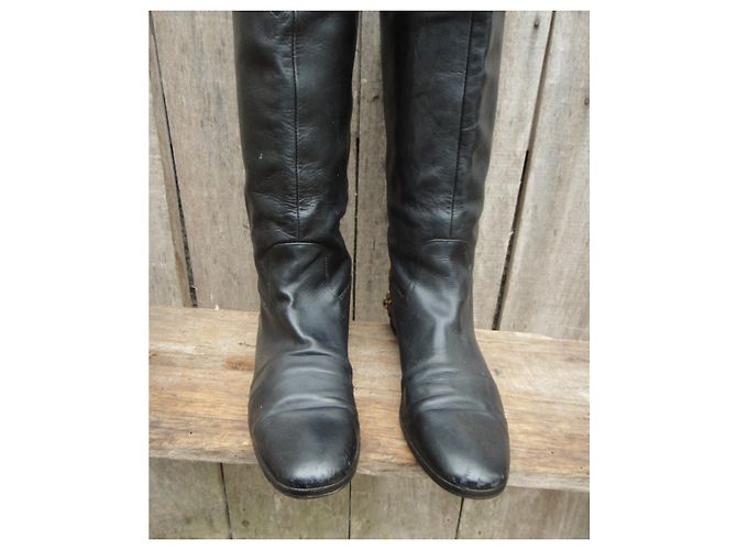 Botas Gucci de piel negra 38,5 FR 37,5 IT Negro - vista 3